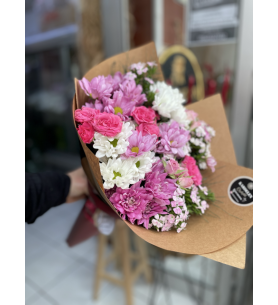 Mevsim  açık ton pembe karma Buket 